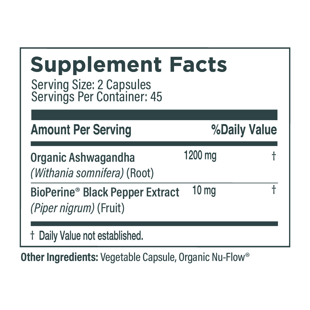 Ashwagandha Organic Adaptogen - 90 Capsules