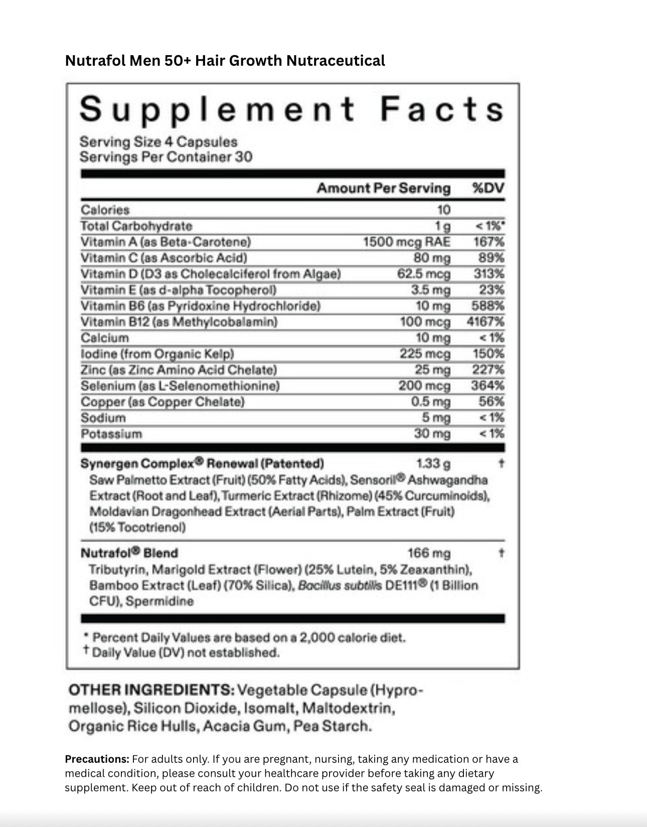 Nutrafol Men 50+ Hair Growth Nutraceutical- 120 Capsules